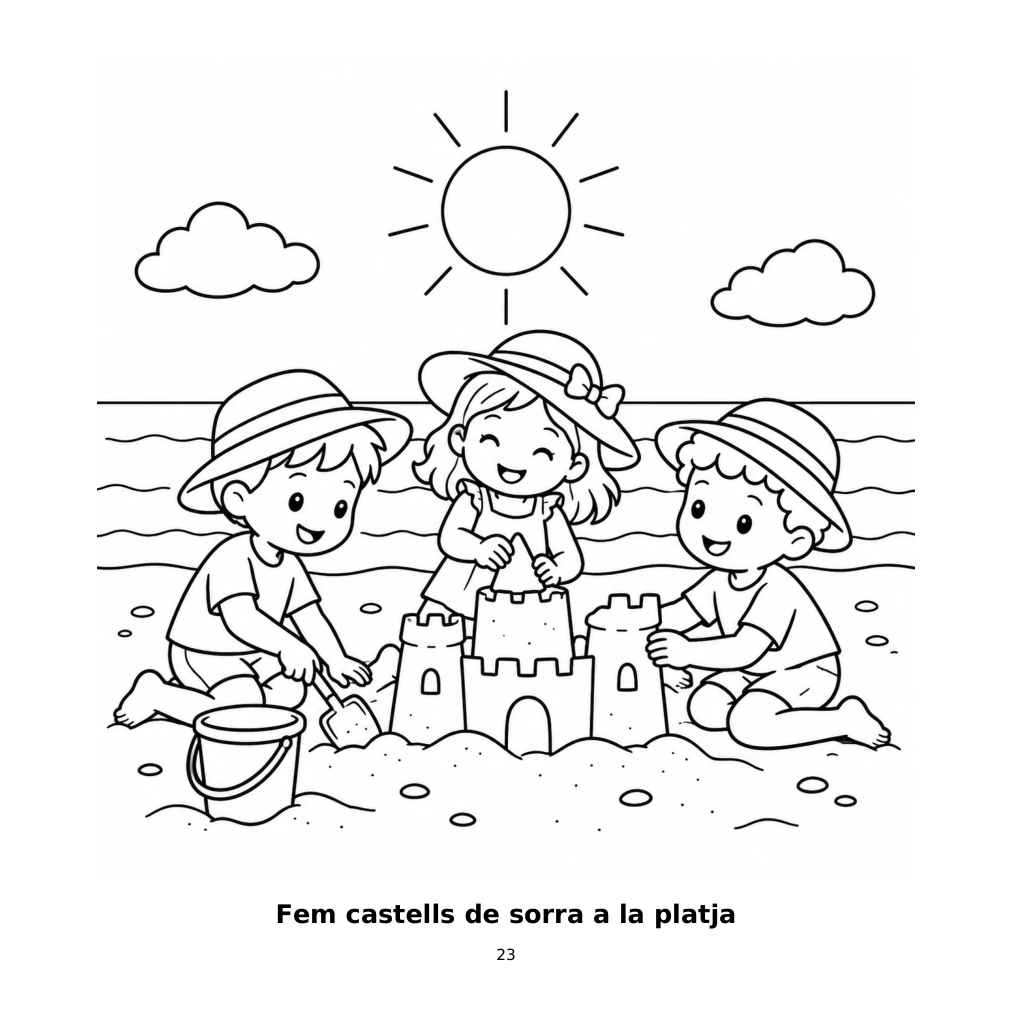 Fem castells de sorra a la platja, edició de 3–6 anys